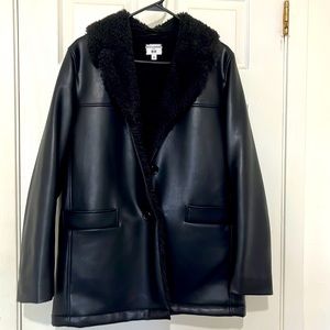 Uniqlo Black Leather Jacket/Coat